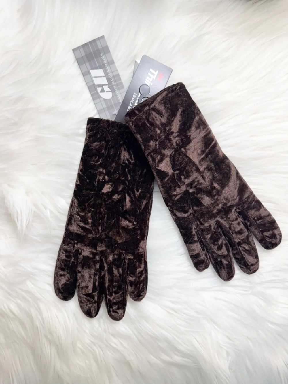 Brown Velour Gloves NWT
